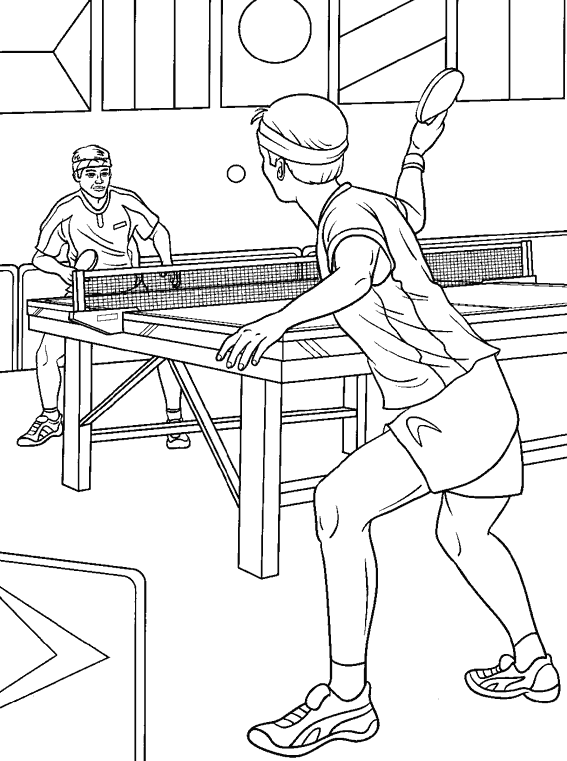 Ping Pong Scene Coloring Page