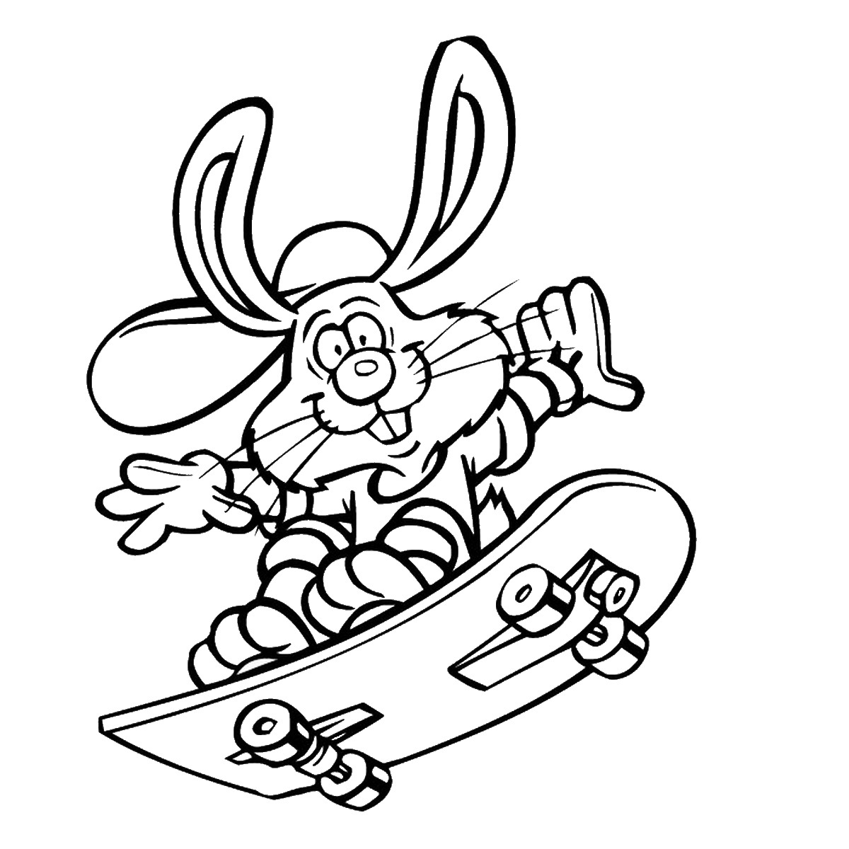 Rabbit Skateboarding Coloring Page
