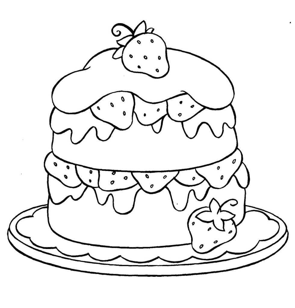 Strawberry Cake Coloring Page