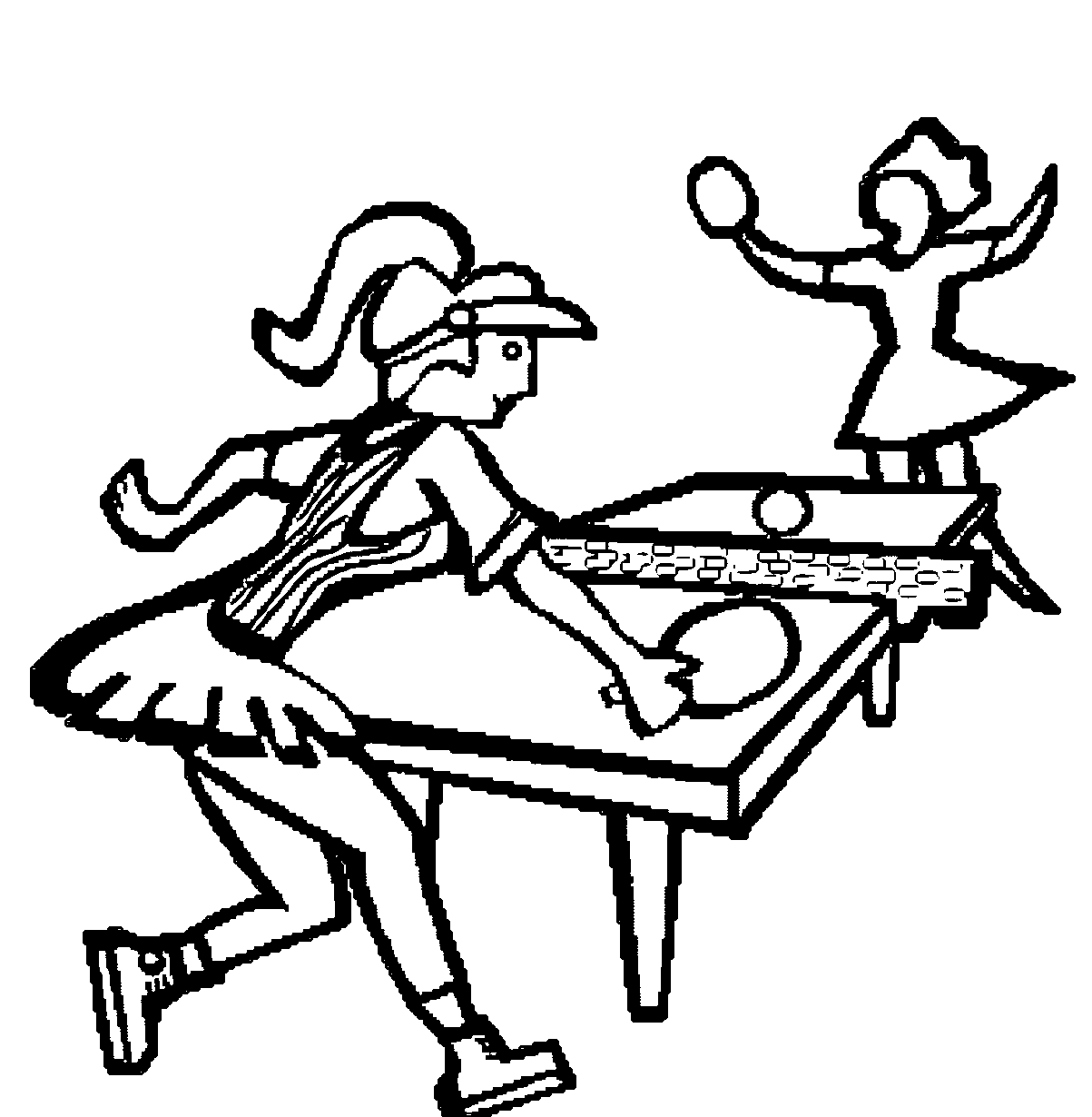 Women Playing Ping Pong Coloring Pages