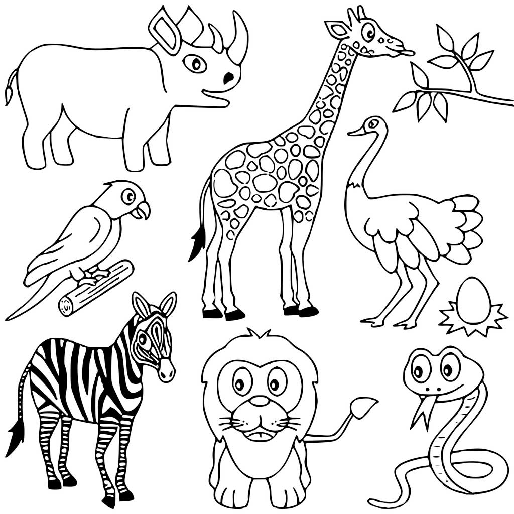 Africa animals large coloring sheets - Pearl Paint