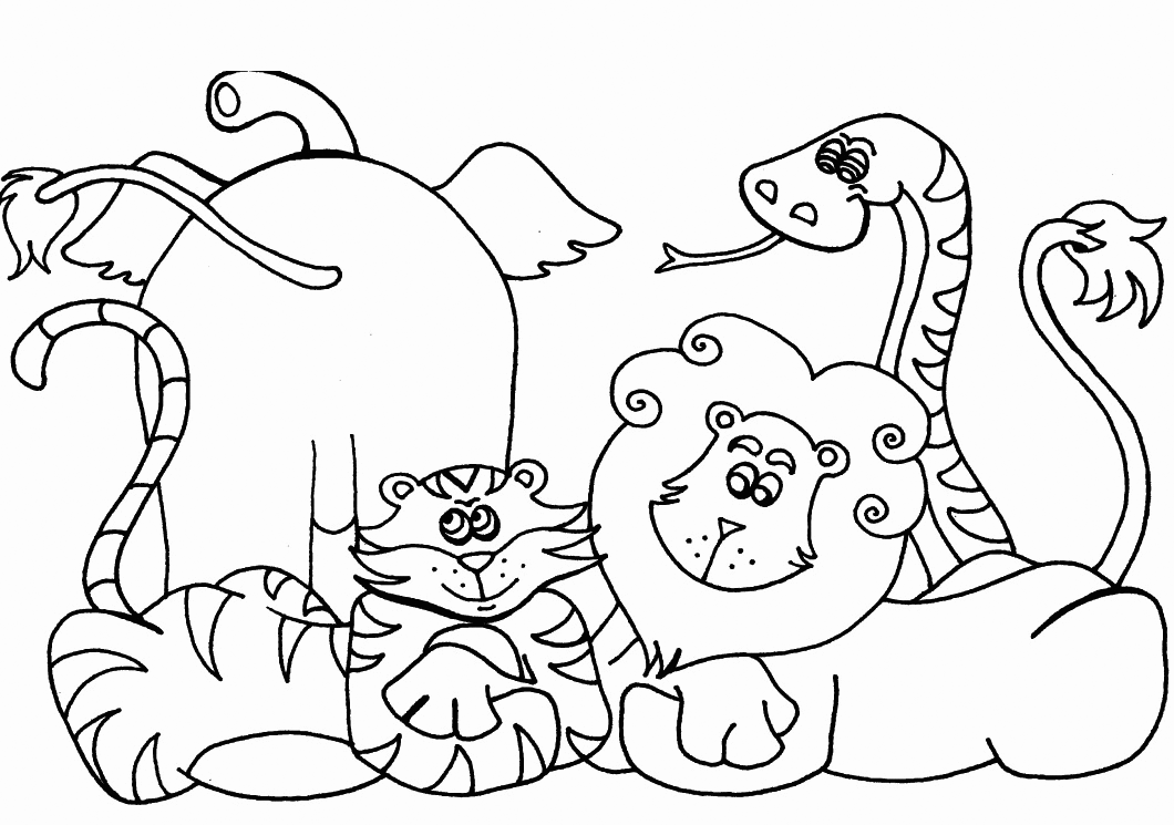 African Cartoon Animals Coloring Page
