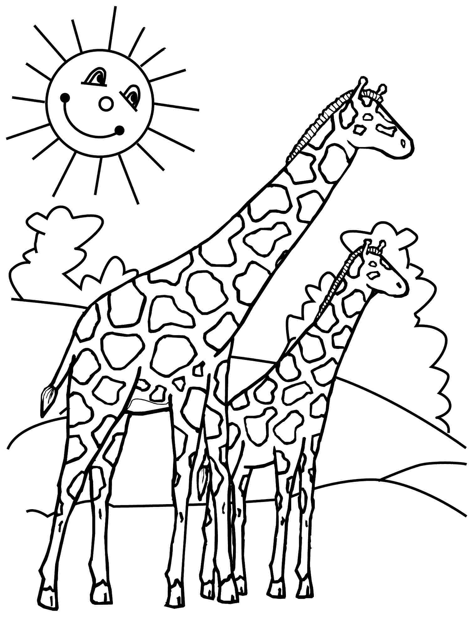 African Giraffe Coloring Page