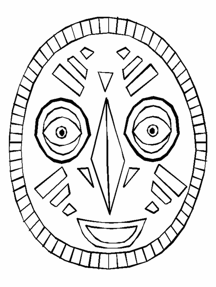 African Mask Coloring Page