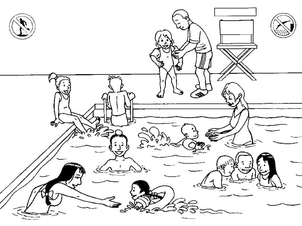 At The Swimming Pool Coloring Page