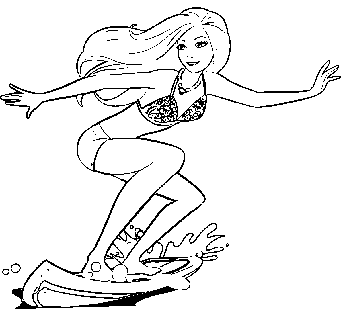 Barbie Surfing Coloring Pages