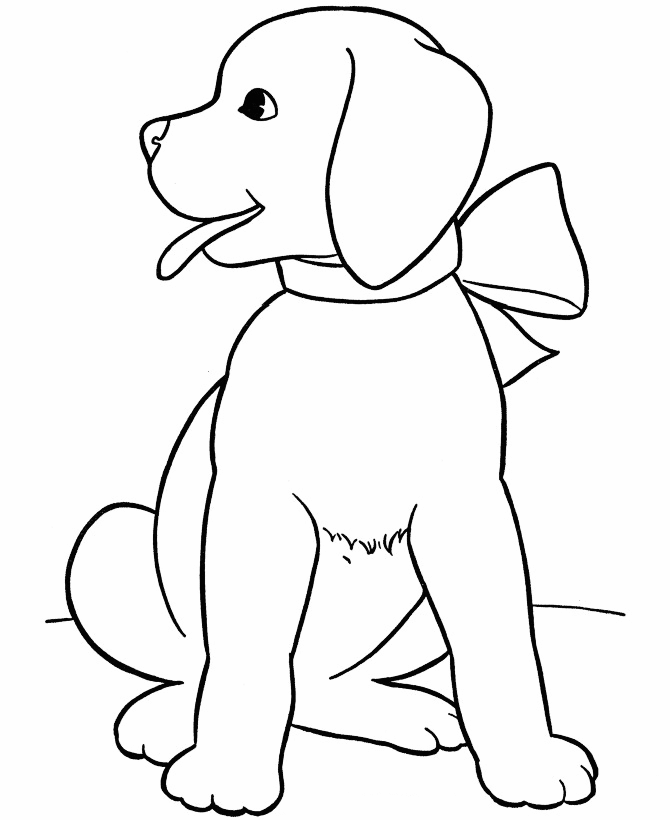 Cute Labrador With A Bow Coloring Page