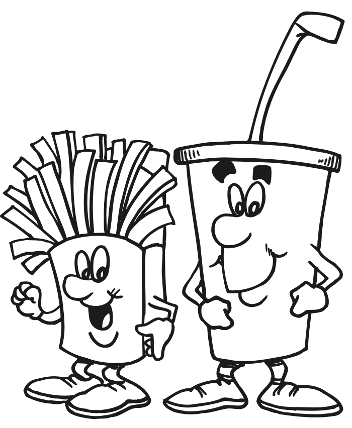 Drink And Fries Coloring Page