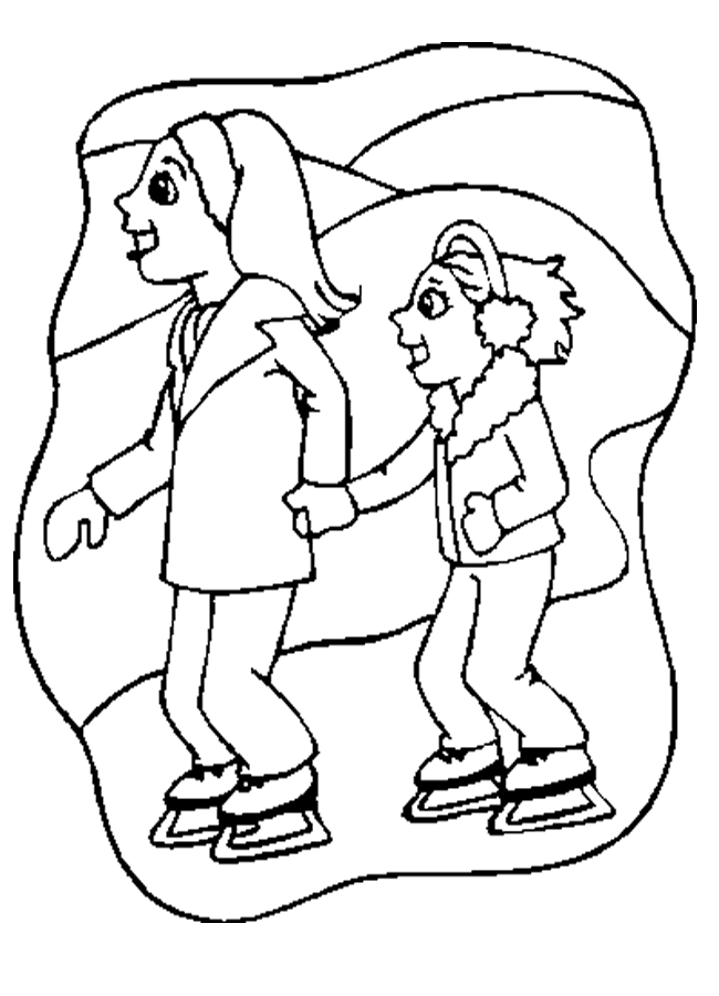 Girls Ice Skating Coloring Pages