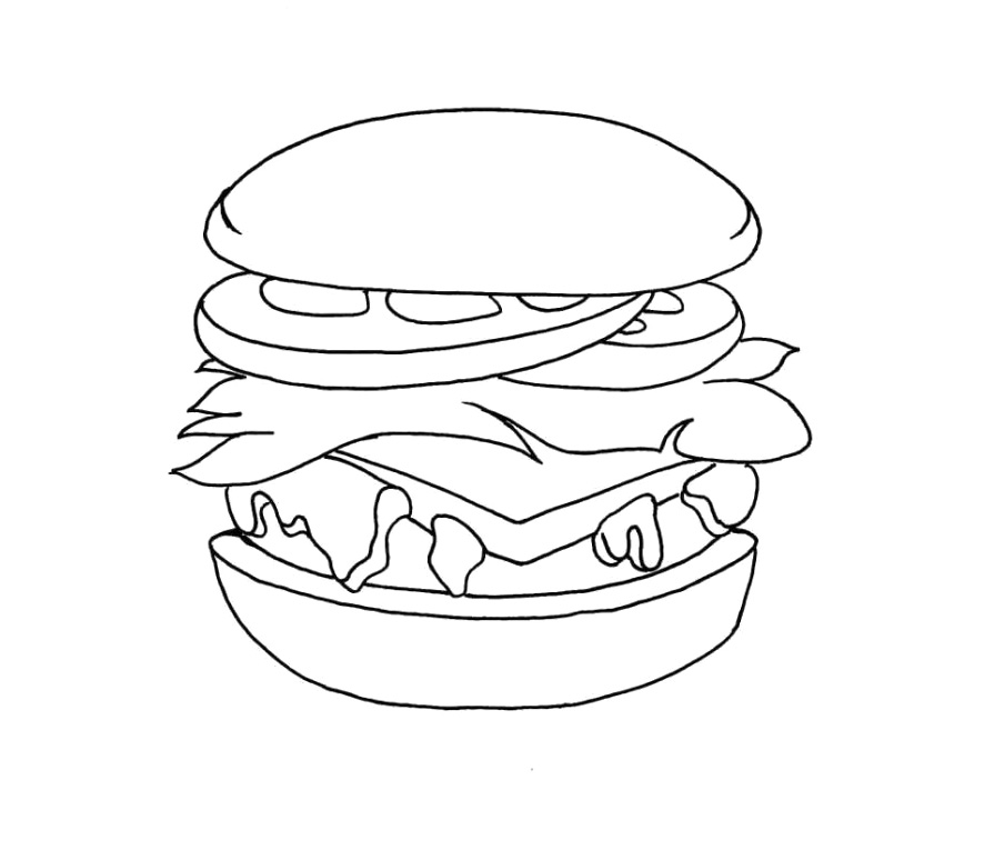 Hamburger With Lettuce Coloring Page
