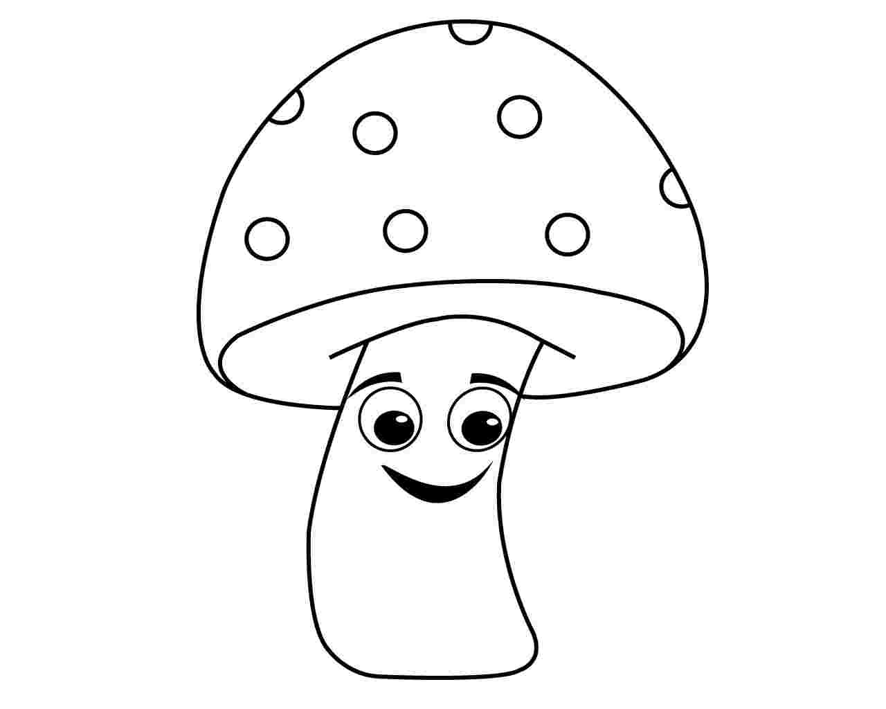 Happy Mushroom Character Coloring Pages