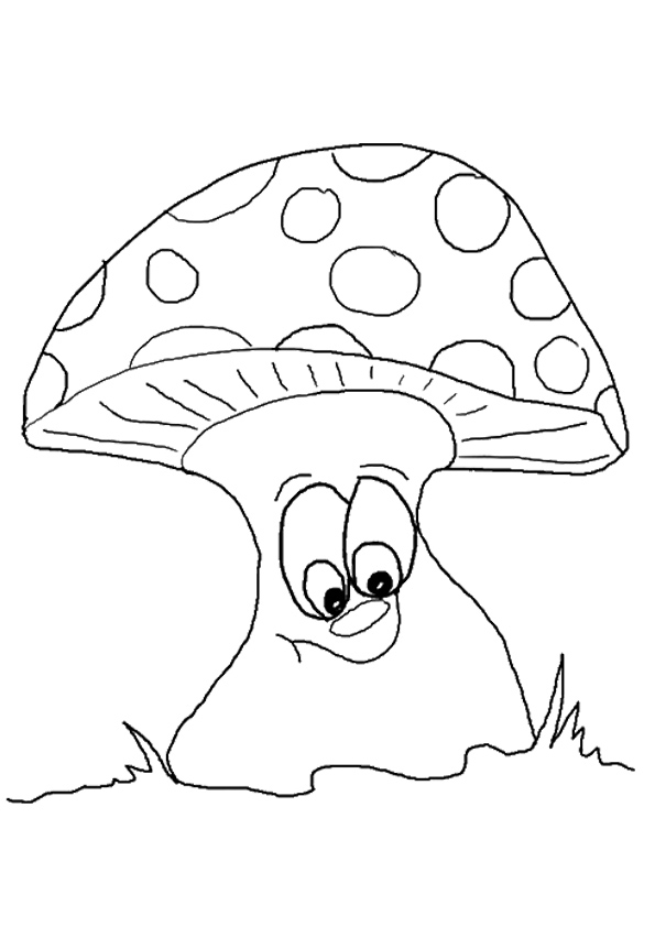 Happy Mushroom Face Coloring Pages