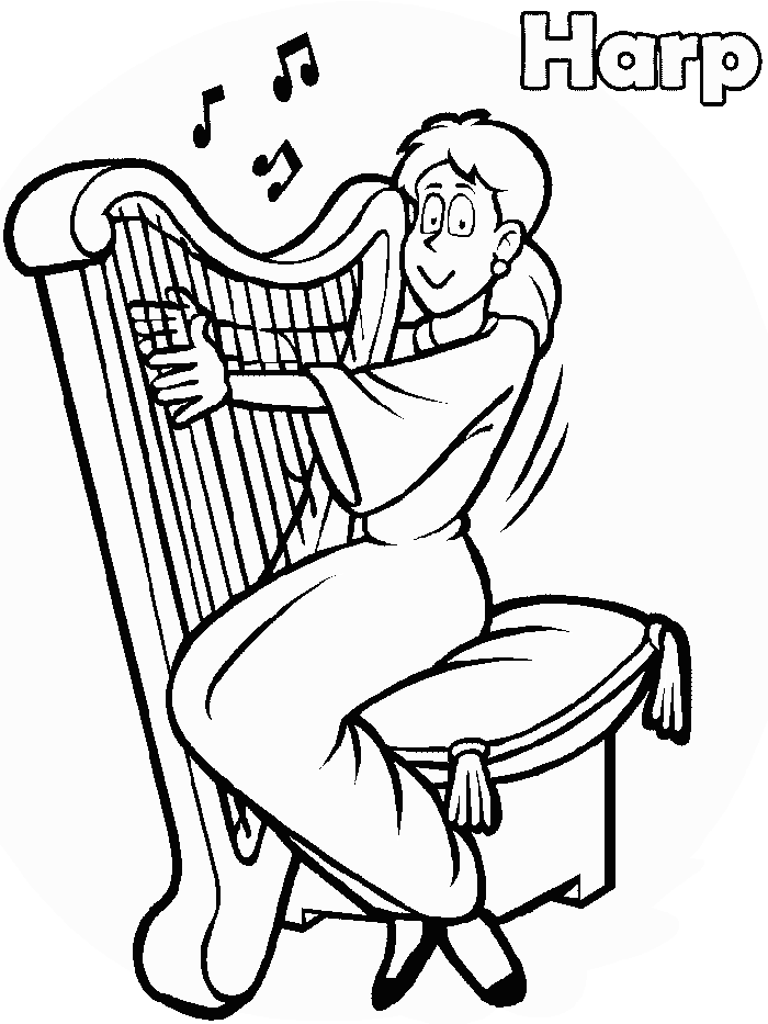 Harp Coloring Pages