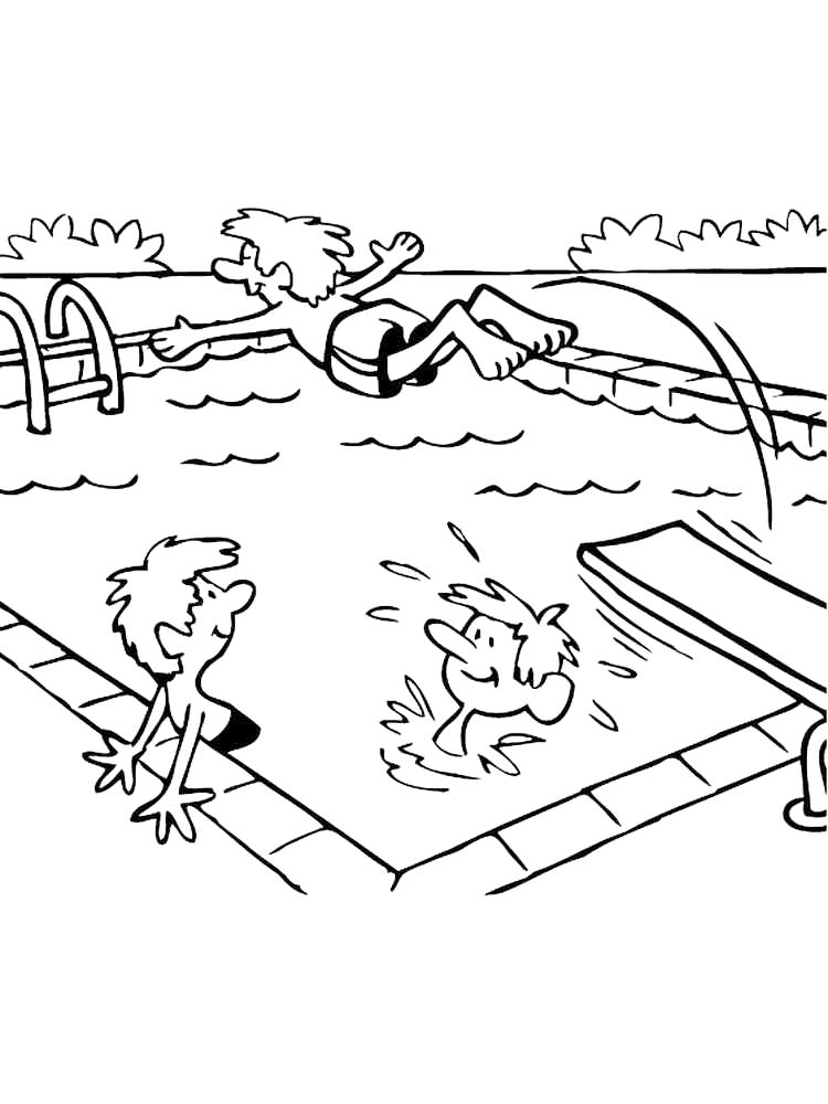 Kids Swim And Dive Coloring Page