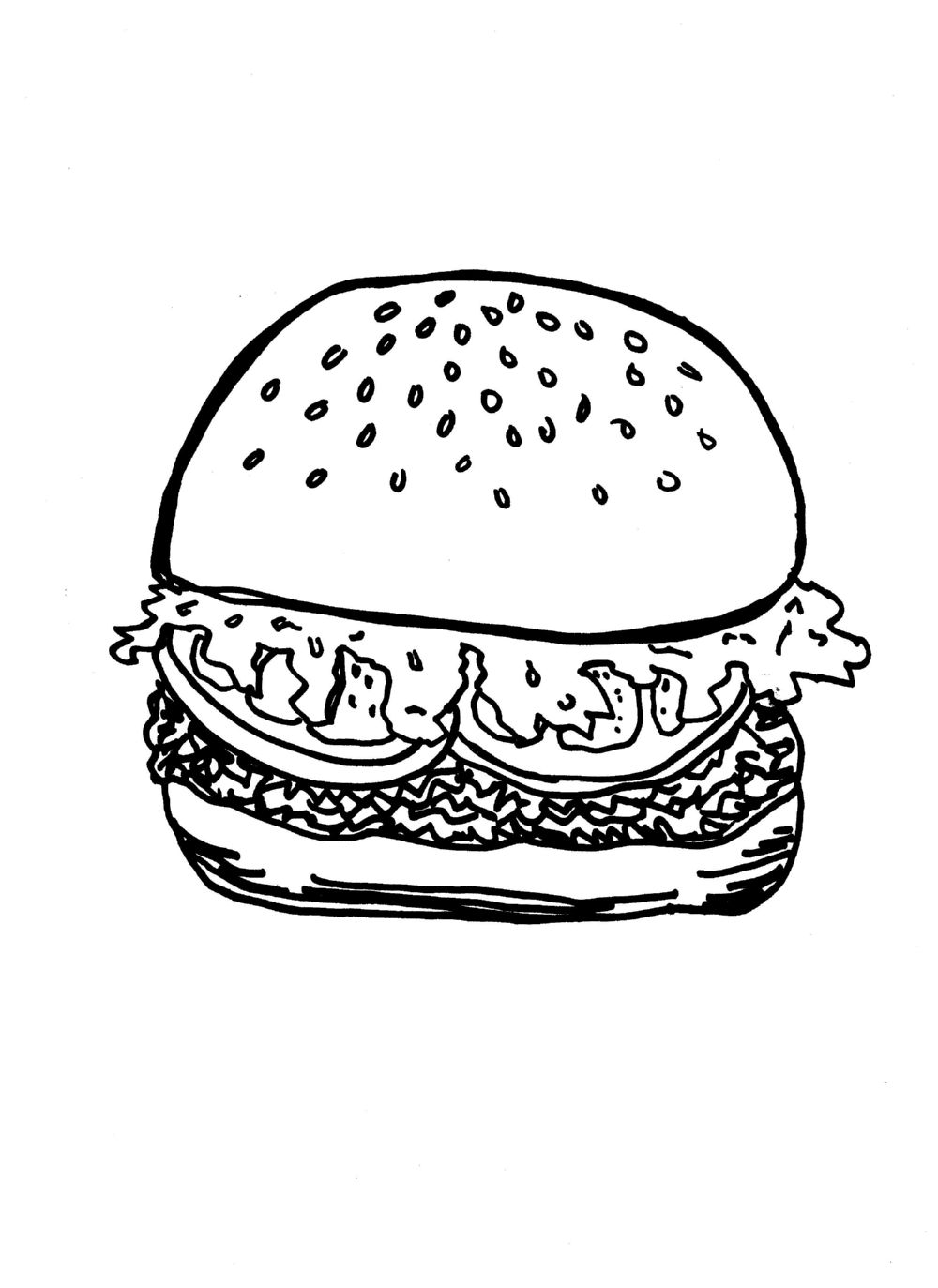 Lettuce On A Burger Coloring Page