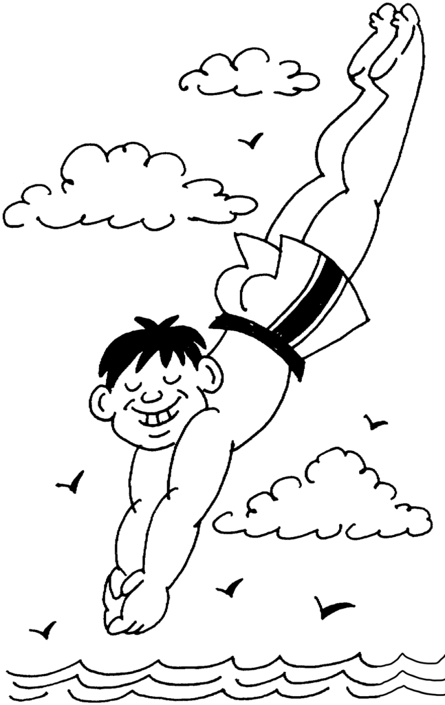 Man Diving Coloring Page