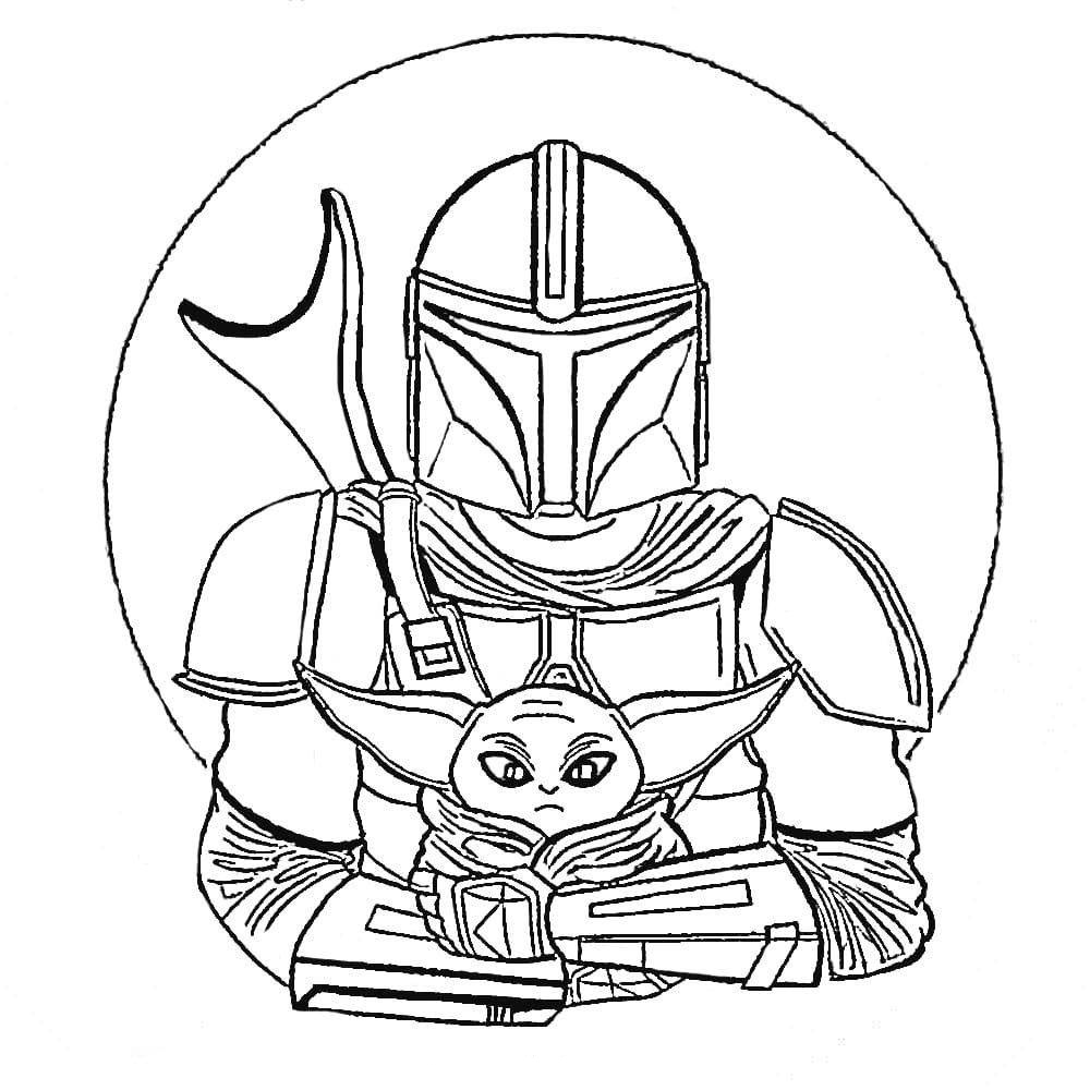 Mandalorian And The Child Coloring Page