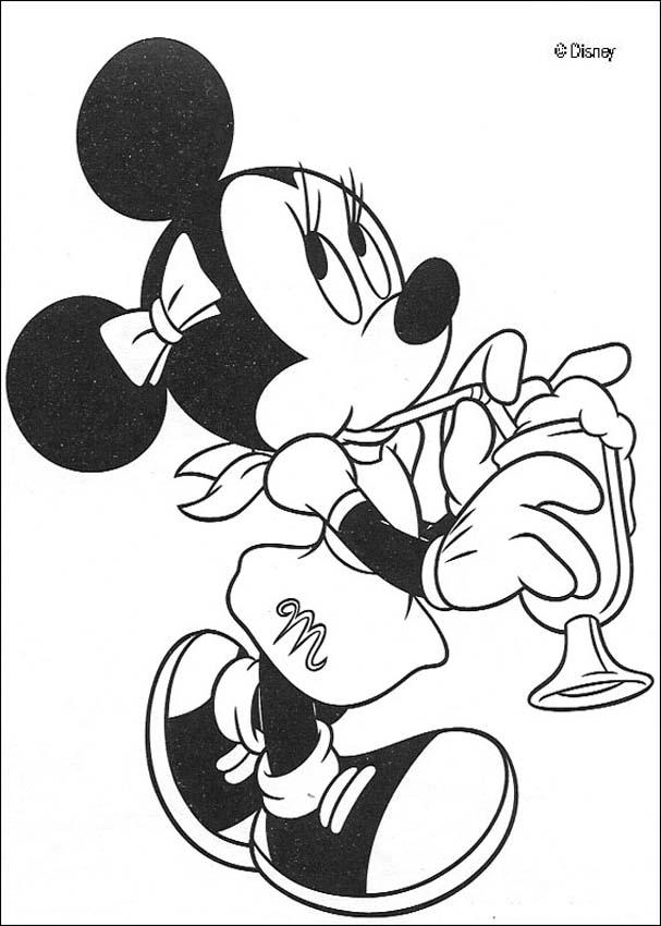 Minnie Mouse Drinking Milkshake Coloring Page