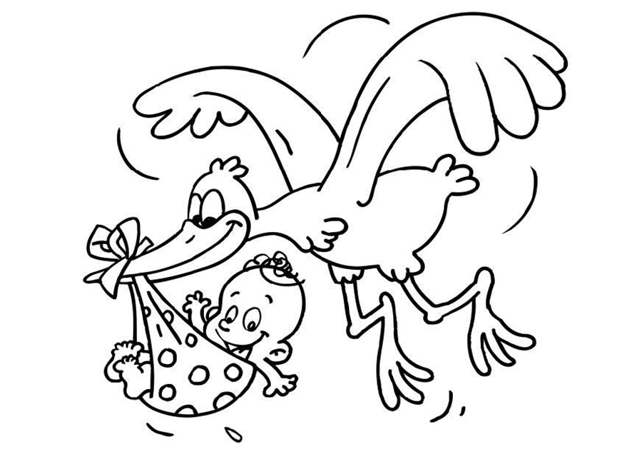 Stork And Baby Coloring Pages