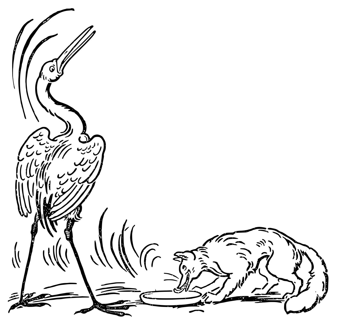 Stork And Wolf Coloring Page