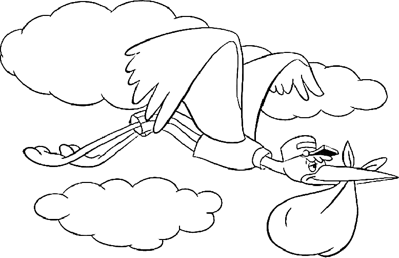 Stork With Baby Coloring Pages
