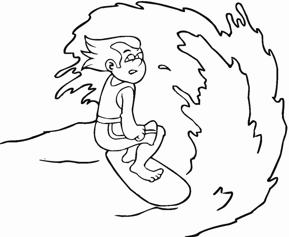 Surfing Coloring Page