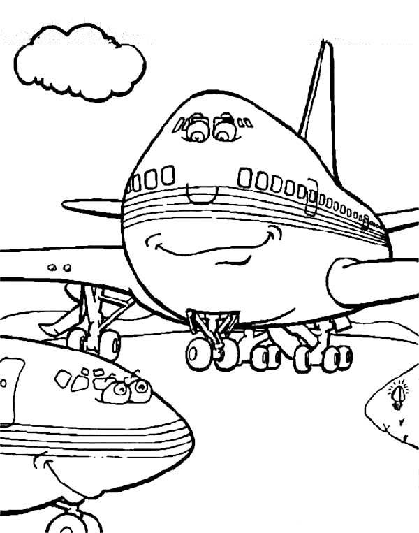 Cartoon Airplane Coloring Pages