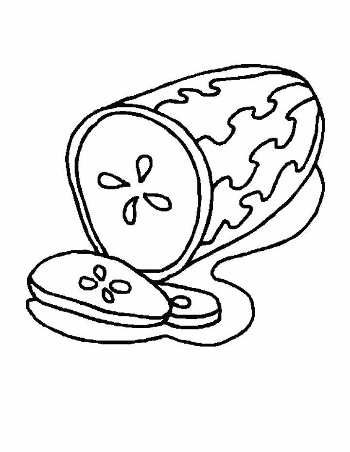 Cut Cucumber Coloring Pages