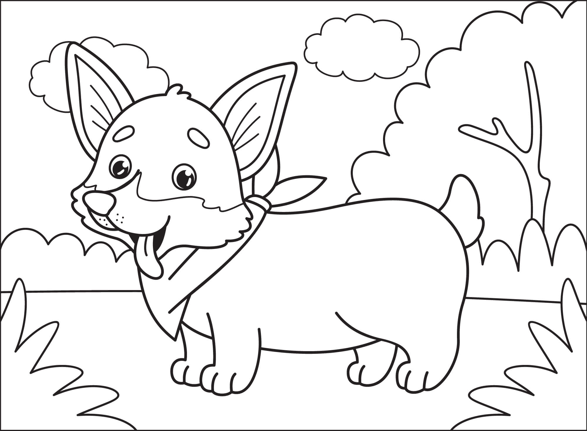 Printable Corgi Coloring Pages
