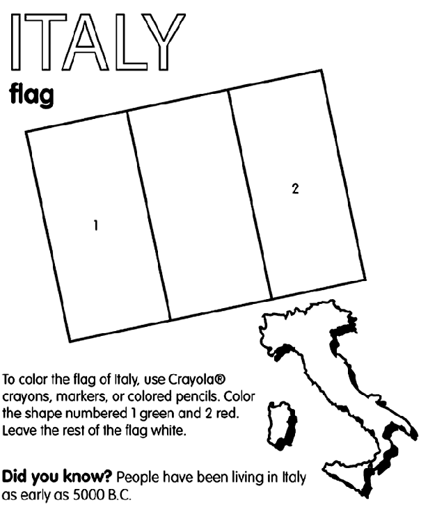 Italy Flag Coloring Sheet