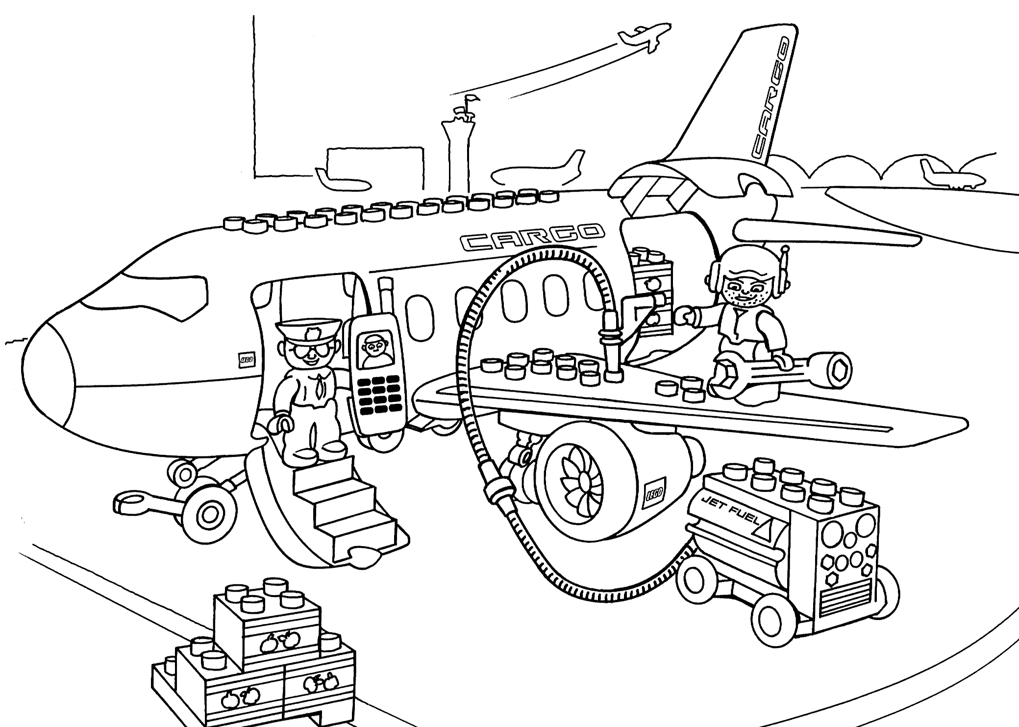 Lego Plane At Airport Coloring Page