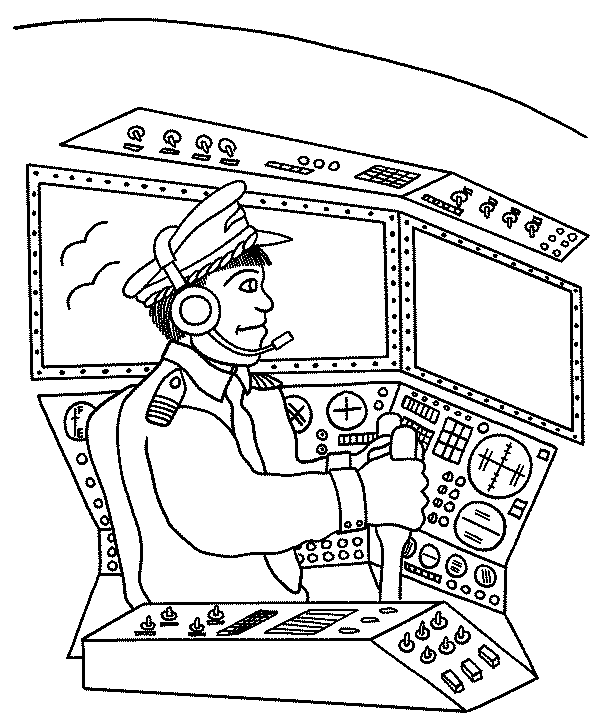 Pilot Flying Airplane Coloring Page