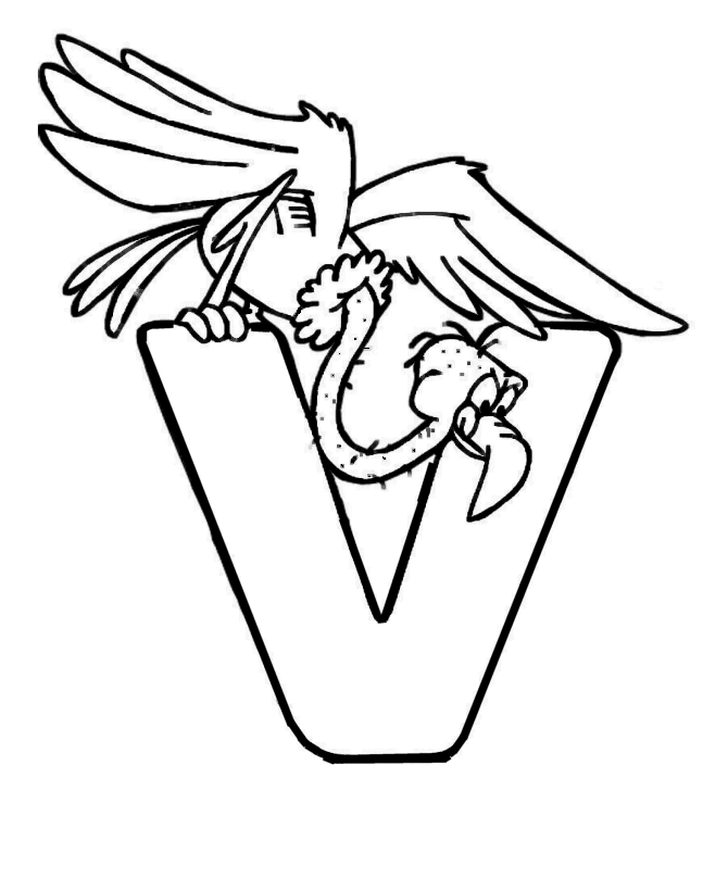 V For Vulture Coloring Page