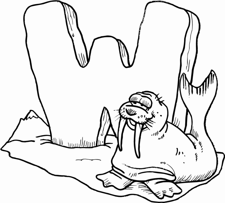 W For Walrus Coloring Page