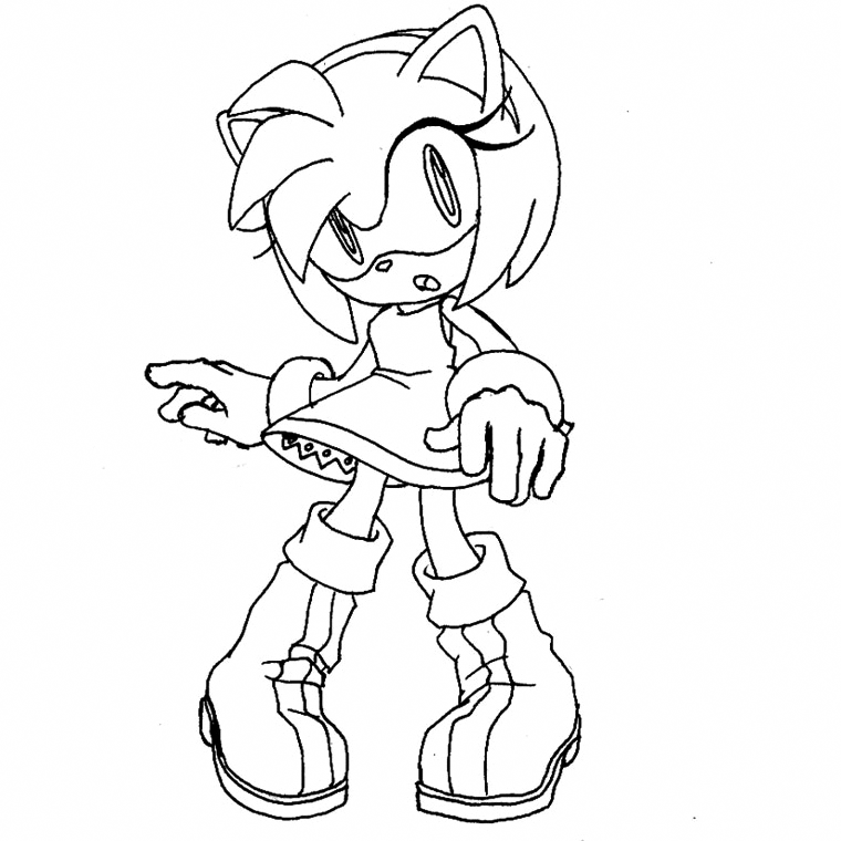 Cute Amy Rose Sonic The Hedgehog Coloring Pages 