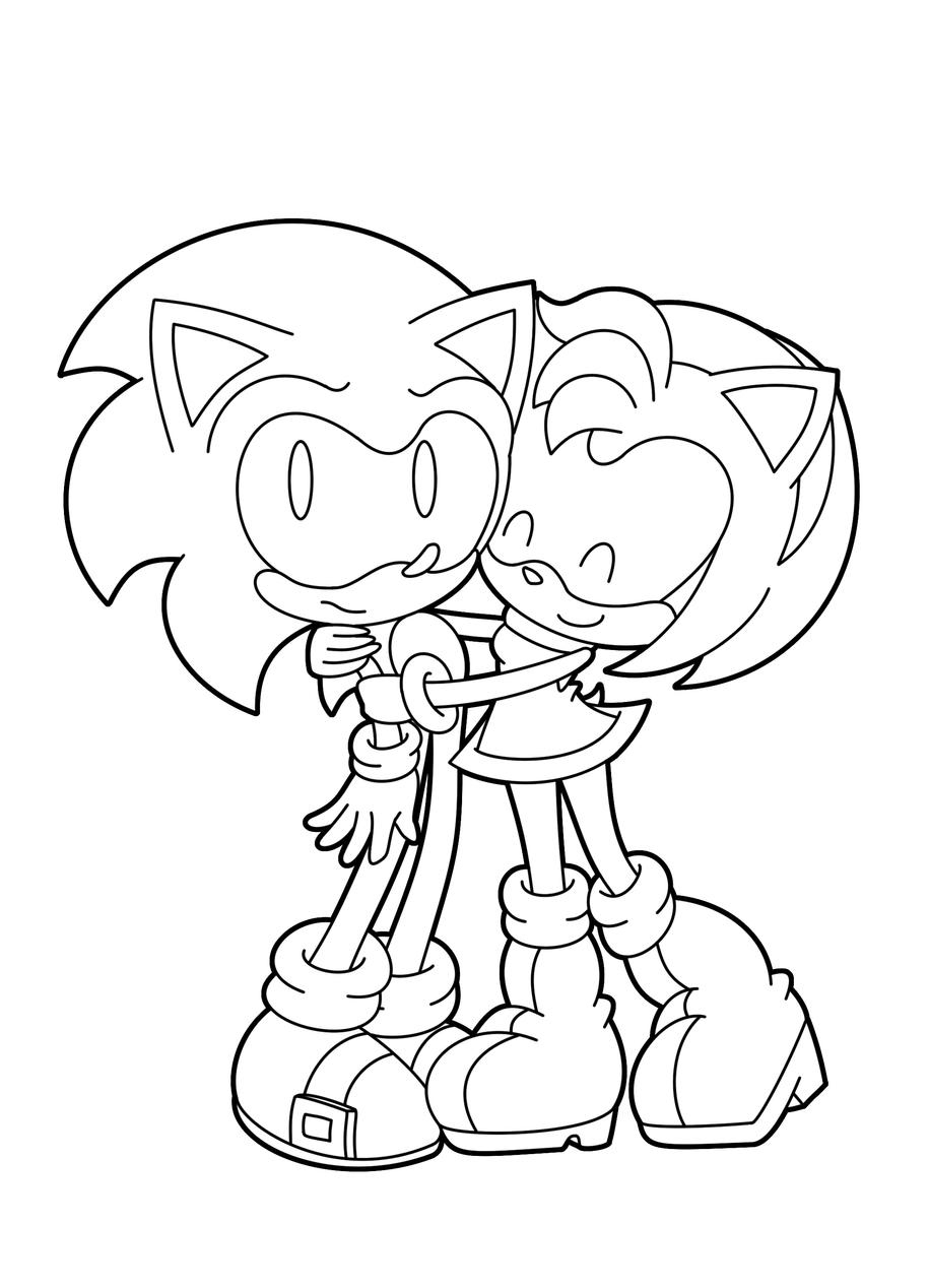 Amy Rose And Sonic Coloring Pages