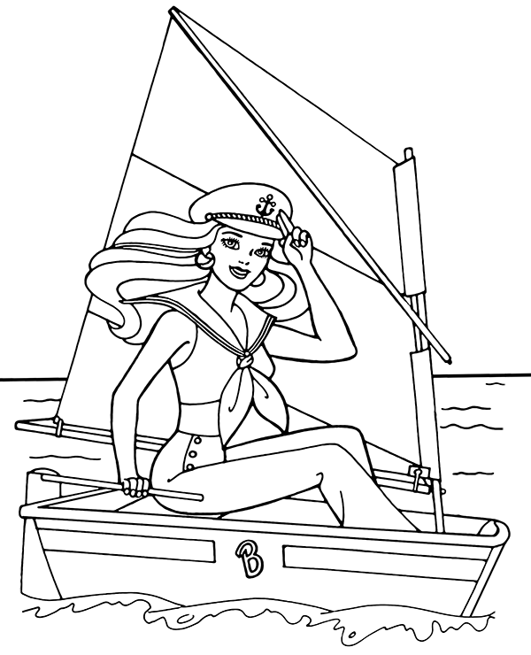 Barbie Sailing Coloring Pages