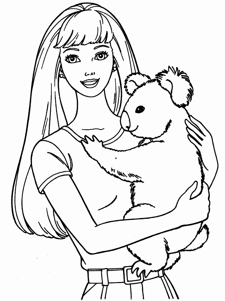 Barbie And Koala Coloring Pages