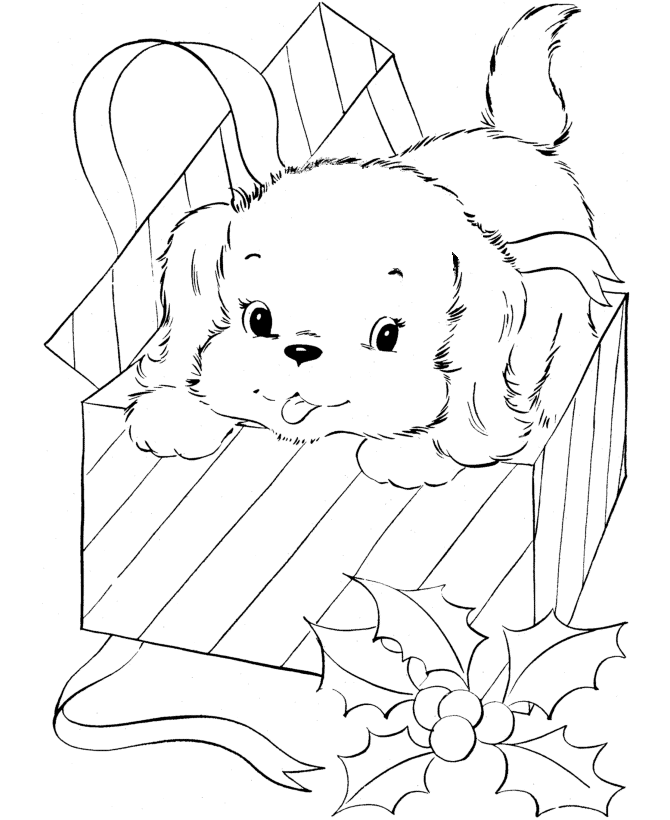 Cocker Spaniel Christmas Present Coloring Page