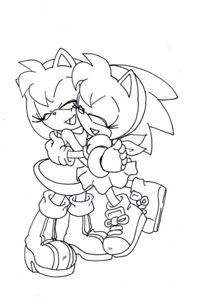 Cute Amy Rose Sonic The Hedgehog Coloring Pages 