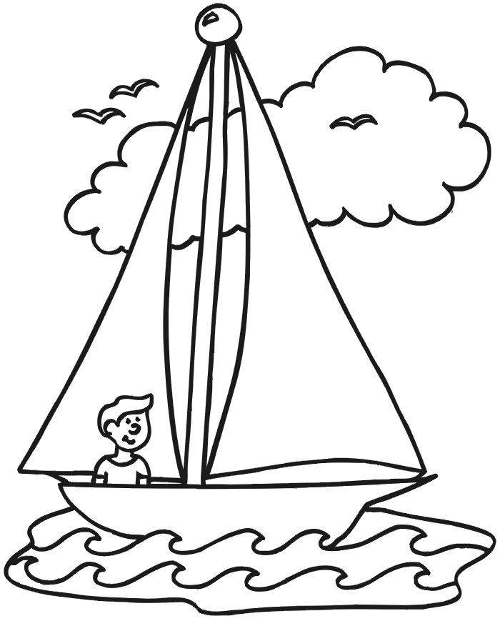 coloring page of a sailboat