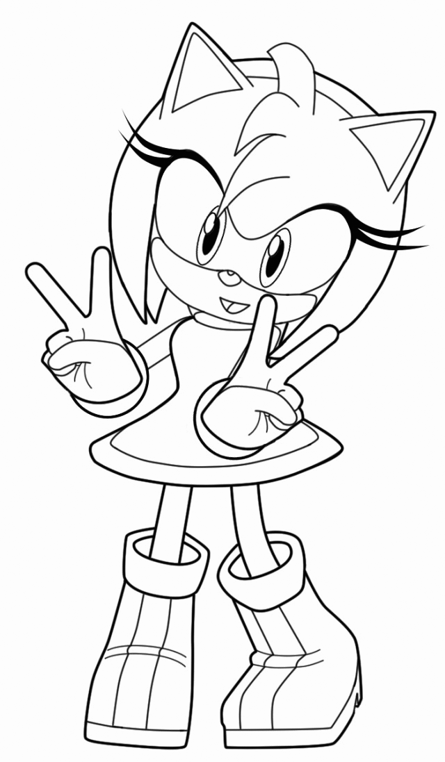 Amy Rose with a Piko Piko Hammer coloring pages, Sonic the Hedgehog  coloring pages 