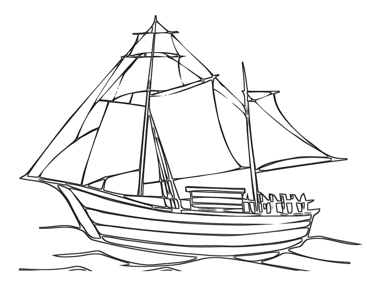 Realistic Sailboat Coloring Page