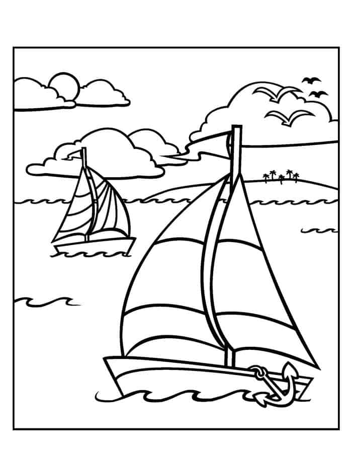 Sailboats Coloring Page