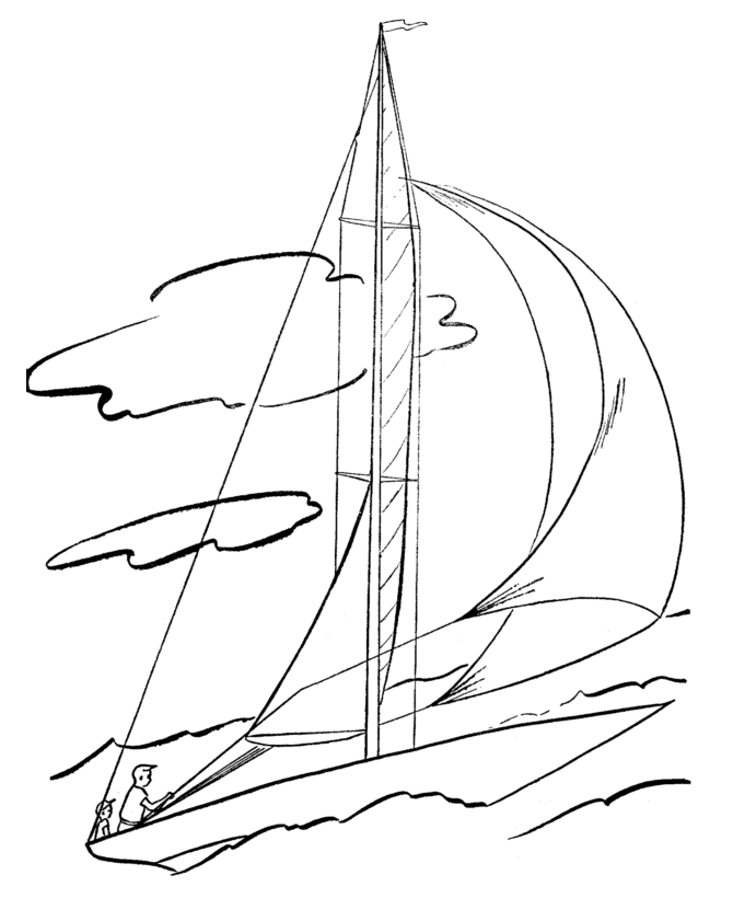 coloring page of a sailboat