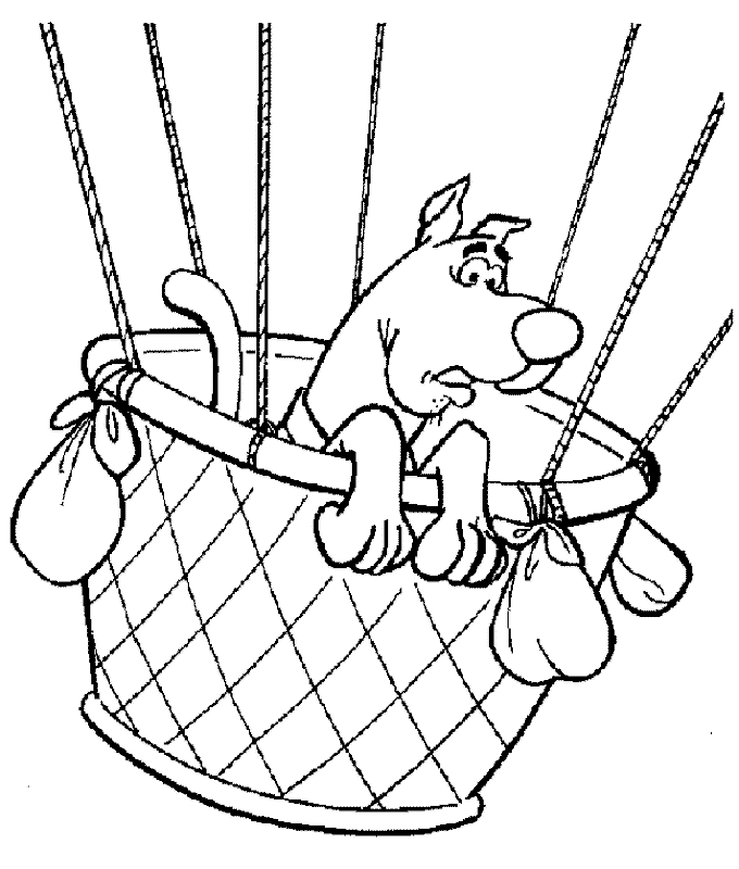 Scooby In Hot Air Balloon Coloring Page