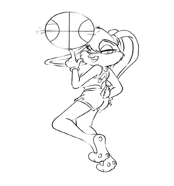 Space Jam Lola Spinning The Ball Coloring Pages