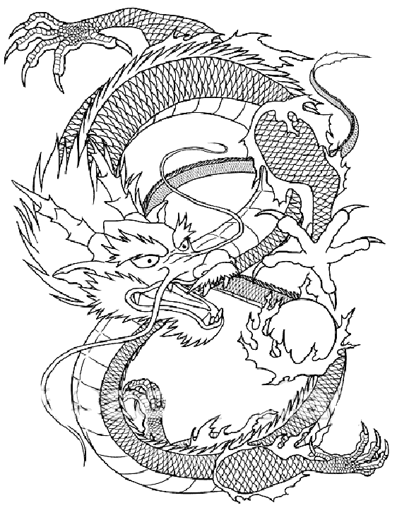 Asian Dragon Coloring Page