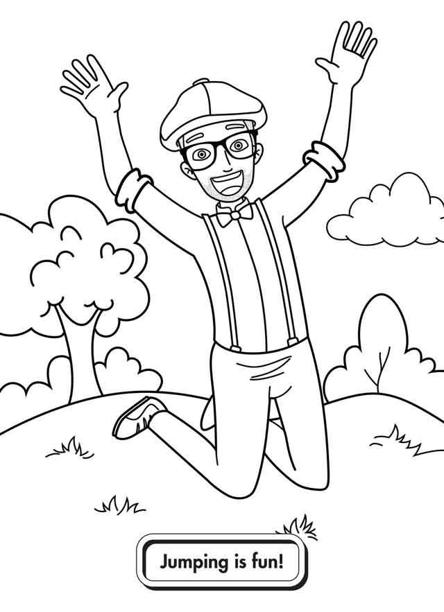 Blippi Jumping Is Fun Coloring Pages