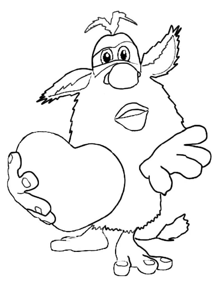 Booba With Heart Coloring Page